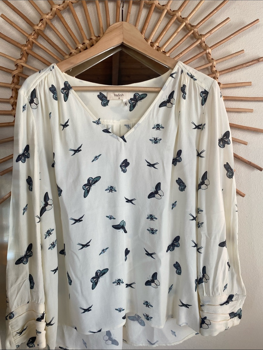 ba&sh Ecru Brighton Butterfly Blouse